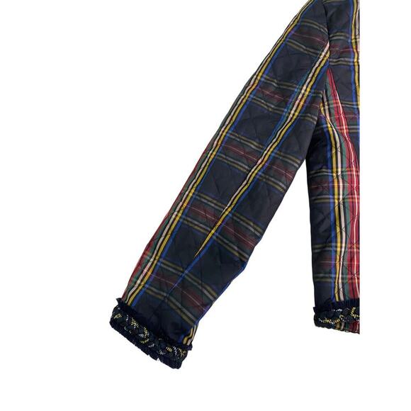 J Crew Quilted Blazer Jacket Tartan Plaid Black Green Size 4 RARE Office Classic - Picture 8 of 14